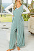 Corded Tie Straps V Neck Wide Leg Jumpsuit